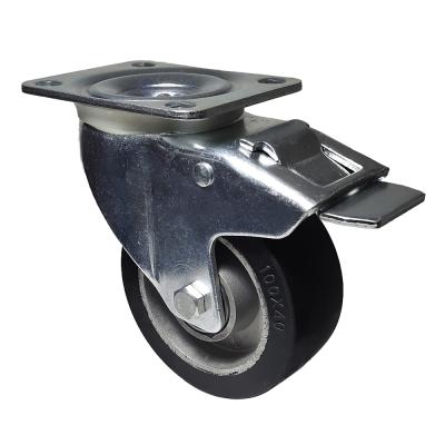 China Free Flying Case Caster Flat Elastic Rubber Wheel Body Aluminum Ball Bearing for sale