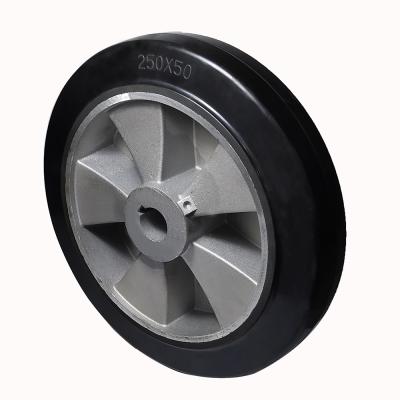 China 300mm Flat Free Core Aluminum Caster Wheels Elastic Rubber Caster Wheels With Aluminum Core for sale