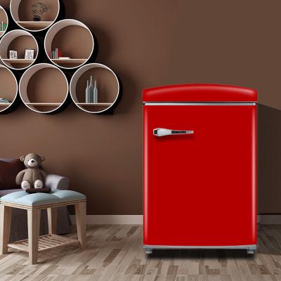 China COMPRESSOR MSF95WE-RE Retro Fridge Small Family Single Door Small Refrigerator Red Colored Vertical Refrigerator for sale