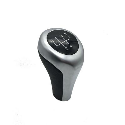 China High Quality ABS and Real Leather 5 Speed ​​Manual MT Gear Silver Shift Knob For BMW 1 3 5 6 Series E30 E32 E34 E36 E38 E39 E46 E53 E60 E63 E83 E84 E90 E91 E92 for sale