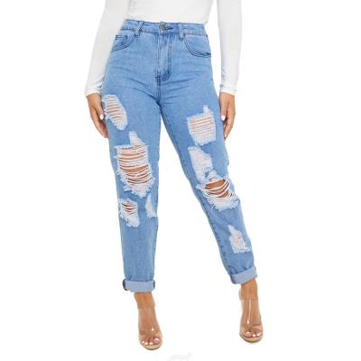 China Breathable Breathable High Waist Ripped Jeans For Women for sale