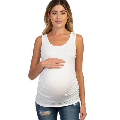 China Breathable breathable round neckline. Side Solid Ruched Maternity Tank Top for sale