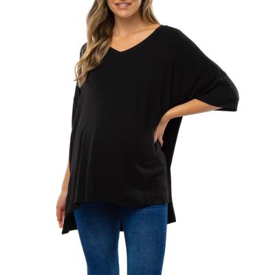 China Breathable Casual Fit Breathable Short Back & Long Back Maternity Tops for sale