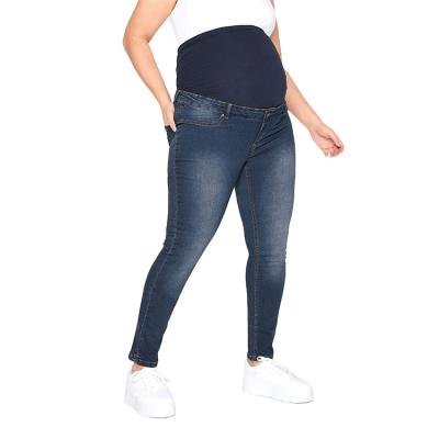 China Skinny Blue Stretcy Anti-Allergy Anti-Allergy Plus Size Maternity Jeans With Comfort Panel for sale