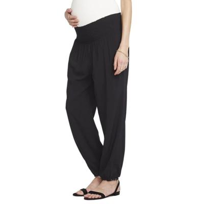 China Anti-Allergy Anti-Allergy Black Crinkles Maternity Pants Over The Bump Pants Maternity Summer for sale