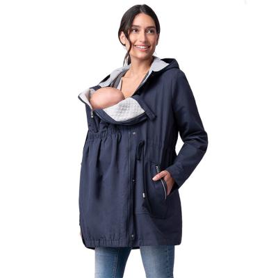 China Long Sleeve Breathable Hooded Winter Maternity Coat With Baby Pocket for sale