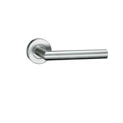 China Modern Stylish Solid Stainless Steel Lever Flat SS Door Handle With Oval Rosettes And Escutcheons for sale