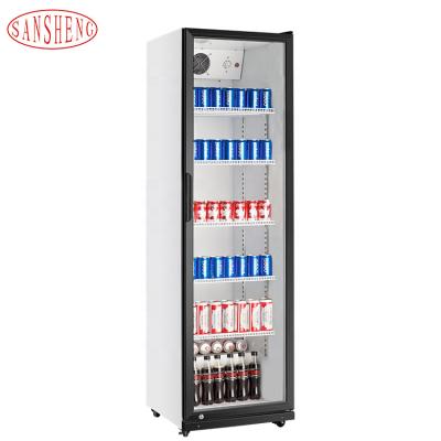 China Hotel Supermarket Display Refrigerators Single Upright Beverage Glass Cooler Fridge Beer Door Cold Drinks Fridge for sale