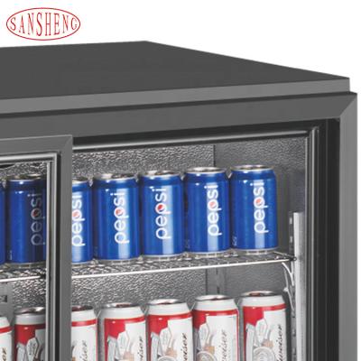 China Commercial 330L Hotel Three Door Undercounter Back Glass Bar Cooler For Sale for sale