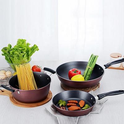 China Pote antiadherente y Pan Set del arrabio de Ollas de la cocina multi del propósito 3Pcs en venta