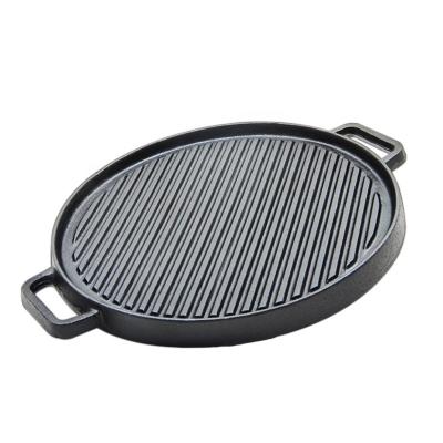 China Roheisen-flacher Fischrogen Stovetop grillen Pan Reversible Roasting Non Stick-GRILL Grill-Bratpfanne Pan zu verkaufen