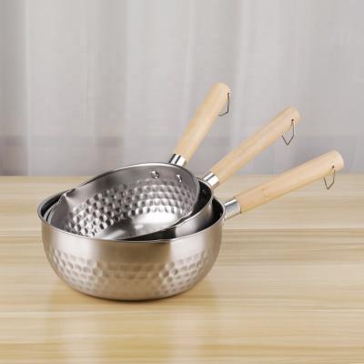 China No salsa japonesa Pan Stainless Steel Restaurants Soup del palillo que cocina el pote con la manija de madera en venta