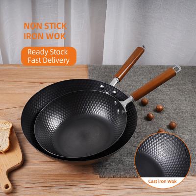 China Arrabio con mejores ventas que cocina a Pan Black Extra Large Wok Cocina Pan Kitchen Wok Pan que fríe antiadherente en venta