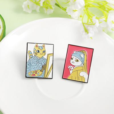 China All Enamel Pin Cat Oil Painting Creative Trend Customization Badge for sale