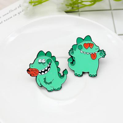 China Cute Little Cartoon Dinosaur Brother Cheers Happily Fashion Pin Badge for sale