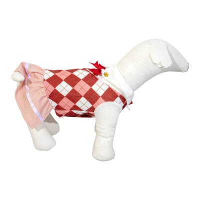 China Viable Puppy Plaid Shirt T-Shirt with Bow, Soft and Breathable Summer Puppy Cat Dog Clothes Apparel, Casual Shirt (Red) for sale