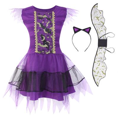 China Kids Soft Dresses Fancy Polyester Purple Soft Dress For Girls Summer Dance Wear Performance Wear for sale