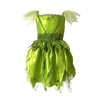 China Soft Dance Wear Performance Wear Custom Cheap Kids Ball Gown Bridesmaids Dress Polyester Soft Green Pixie for sale