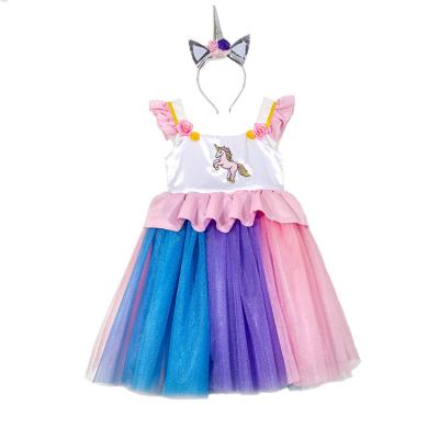 China Unicorn Dress Sets for Girls Mesh Princess Festive Party Show Dresses for sale