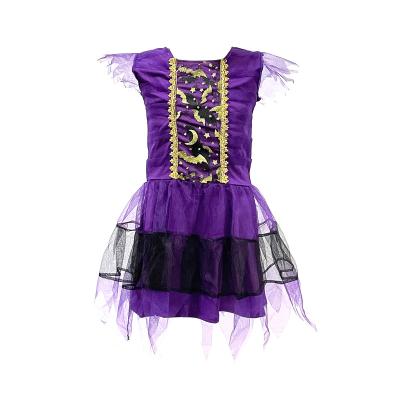 China Cosplay cartoon costume Halloween costume for kids and kids fancy dress with wings and tiara witches cosplay costume purple dress for girls for sale