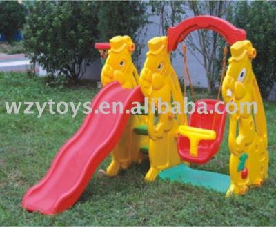 China Outdoor Play Garden Rabbit Plastic Kids Swing And Slide for sale