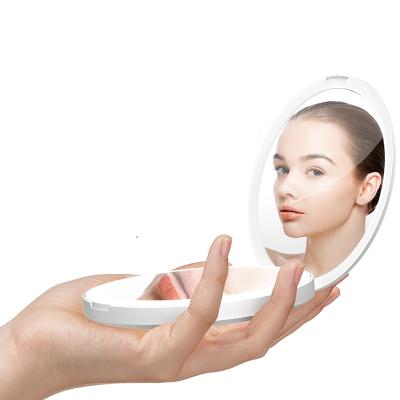 China Beauty Tool 1X 5X Battery 600mAh Battery 600mAh Lighted Foldable Cosmetic Hand Mirror Built-in Cordless Small Pocket LED Mirror Handheld With Light for sale