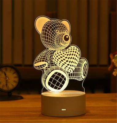 China Modern Hot Selling LED Table Lighting Colorful Night Lamp For Kids Children USB LED Gift Custom Lamp 3D Model Acrylic Night Light for sale