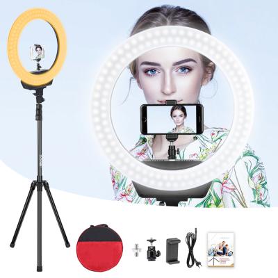 China Inch 38W 3200K-5600K Adjustable Selfie Mobile 200cm Tripod Dual Color Tempurate 16 Color With Ring Flash Light Live Stream Tiktok Youtube for sale