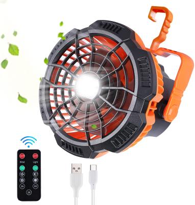 China + 270 Degree Rotation+Hanging Remote Control Hook Hot Selling Outdoor 2 in 1 5200mAh LED Portable Rechargeable Mini Tent Ceiling Fan Camping Lantern for sale