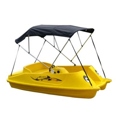 China Leisure 4 Person Water Bike Wheeler PE Plastic Electric Powered Pedal Boat With Sunshade Cover For Amusement Park for sale