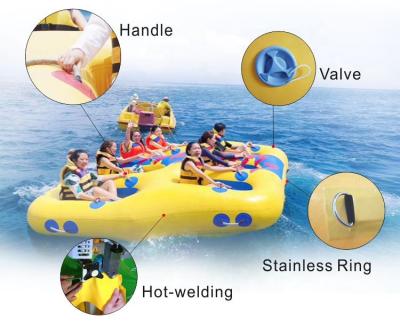 China Plato 0.9mm PVC 5 Person Donut Boat Inflatable Water Tube Ski Boat For Jet Ski Towable Water Fun for sale