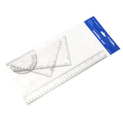 China Promotion\Business\Polybag 1 Set School Stationery\Geometry Ruler 30CM Brackets 60/30 and 45/45 Protractor 10CM Plastic Transparent Set Office School for sale