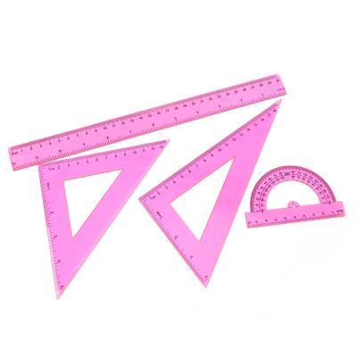 China Learning Tools Ruler Pink Combination 4 Pieces Student Plastic Ruler Stationery Plastic Ruler for sale