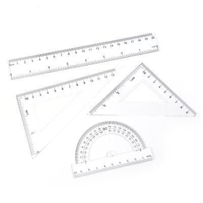 China PC Direct School Stationery Factory 20 cm 4 Plastic Geometry Ruler Set, School Ruler Set, School Geometry Set for sale