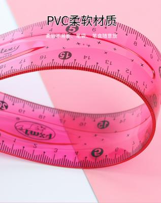 China Good Quality Red Creative PVC Flexible Safety School Stationery Plastic Soft Ruler 15cm for sale