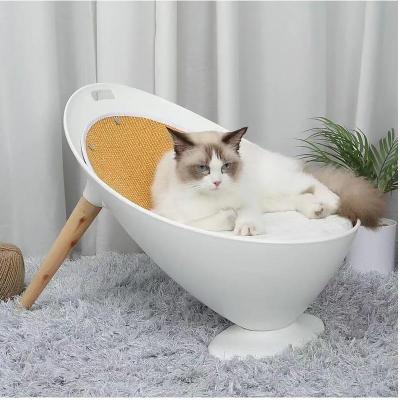 China Wooden Legs Cat Chair Sleeping Pet Hand Viable Wash Cat Bed For Seating for sale