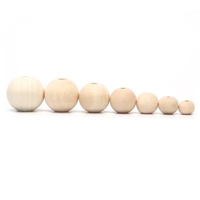 China Europe Wholesale Natural Wooden Beads Beads Home Decor Round Loose 30mm 10mm 12mm 20mm DIY Wooden Beads for sale