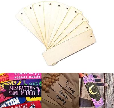 China USA Size 1.2inch/4.7inch Blank Wooden Bookmarks Wooden Tags With Holes A Long Rope For Books Reading, Desk Accessories for sale