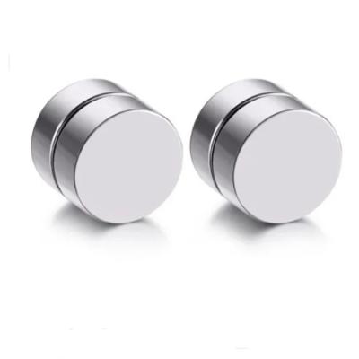 China Hot Jewelry Magnet Double Side Circle Stud Earrings Stainless Steel Magnetic Ear for sale