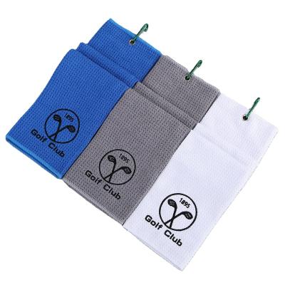 China Other MOQ High Quality Small Funny Waffle Towel Pocket Golf Towel Customize Printing Golfing Towel for sale