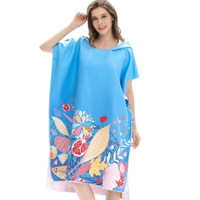 China Compressed Suede Poncho Beach Towel Wholesale Hooded Microfiber Hooded Customized Printed Beach Towel for sale