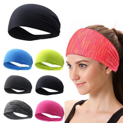 China Factory Custom Lightweight Portable Durable Absorption Sweat Polyester Football Basketball Yoga Sports Running Headband Logo Print Elastic Hair Band for sale