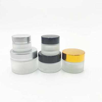 China Cosmetic Empty Matte Frosted Colors Customized Glass Cream Jar For Cosmetics Packaging for sale