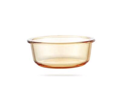 China Round Shape Baby Food Grade Microwavable Amber Glass Food Airtight Storage Containers for sale