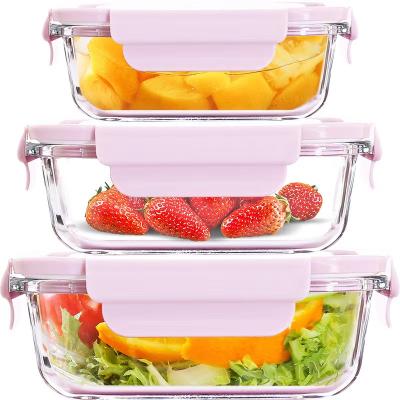 China No Peculiar Smell Reusable Glass Container With Lid Box Cool-keeping Heat Resistant Glass Lunch Box for sale