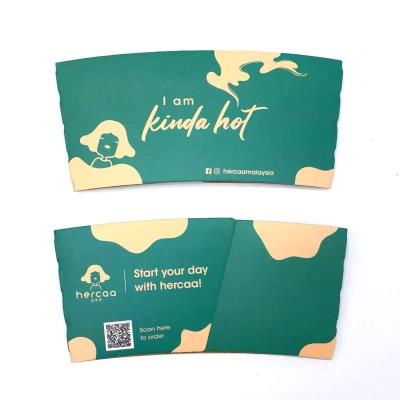 China Custom Printing Food Paper Cup Kraft Paper Sleeve Plastic Cup Sleeve for sale