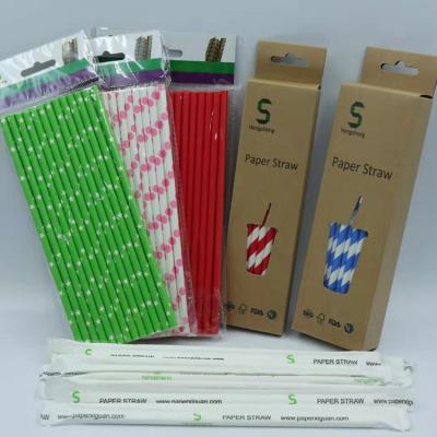 China 10*210mm Color Drinking Straw Striped Reindeer Stocked Biodegradable Paper Straws In Bar Accessories for sale