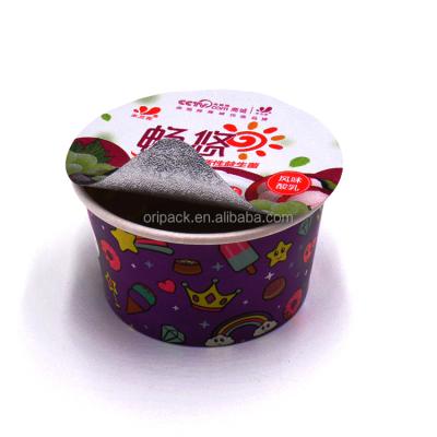 China Disposable custom logo printed double pe coated disposable ice cream/yogurt paper cups containers with foil for sale