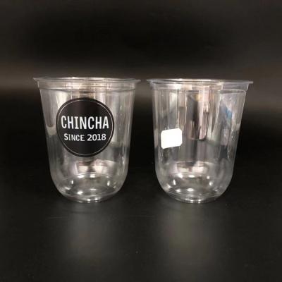 China New Design U Shape PET Single Wall Disposable Transparent Bubble Tea Drinking Cups Plastic Cup for sale