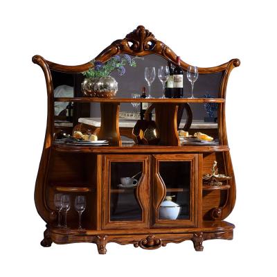 China Other Luxury European Style Solid Wood Buffet Wine Rack Villa Mansion Buffet Wine Rack for sale